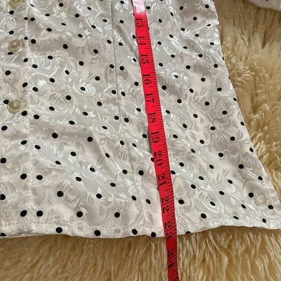 White with black poka dot button up shirt - Picture 6 of 8